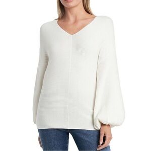 1.State V-Neck Sweater in White Size Extra Large